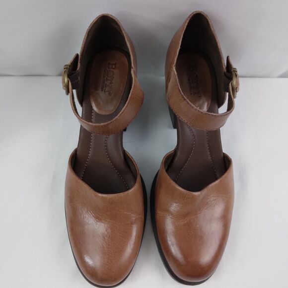 Born Haida Mary Jane Maryjane Pump Brown Leather Heels Size 10 M - Picture 4 of 13